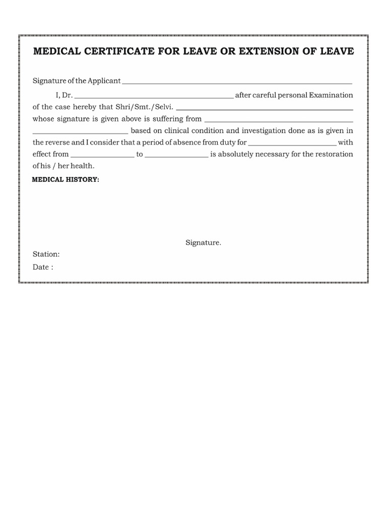 Medical certificate for leave or extension of leave pdf