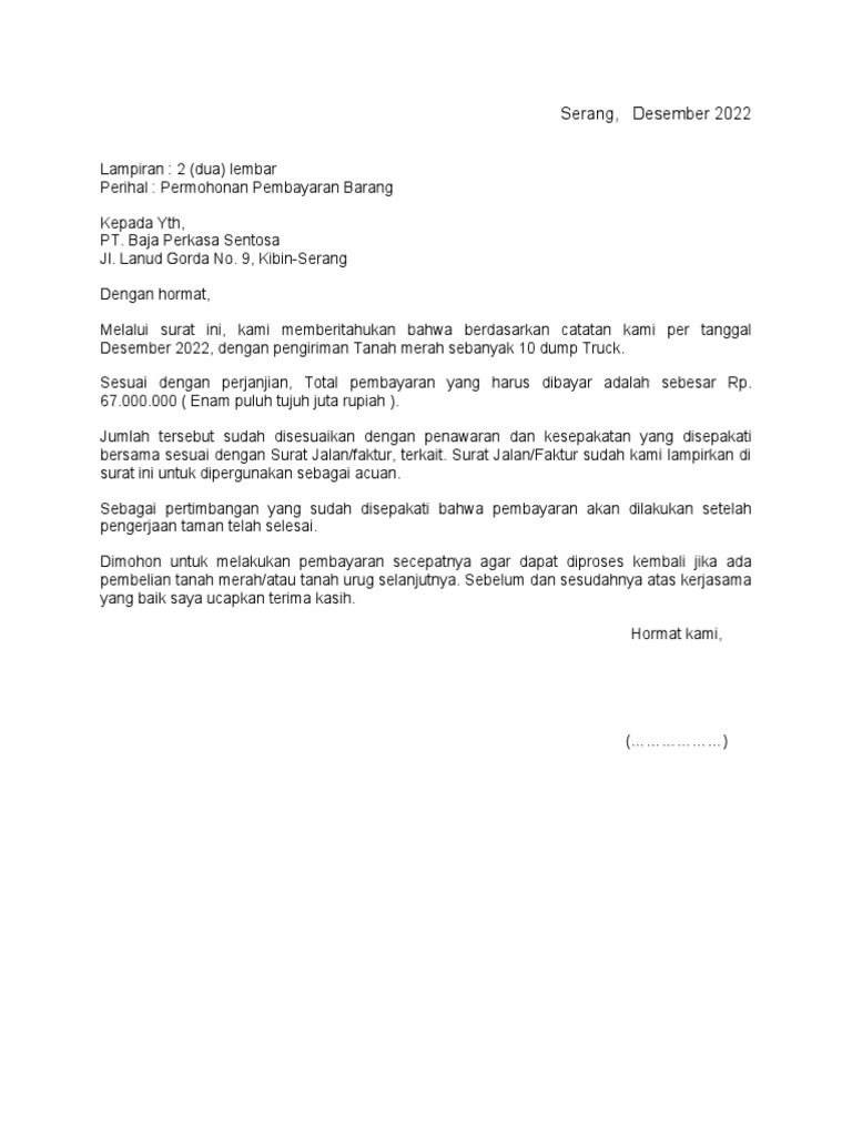 Contoh Surat Penagihan | PDF