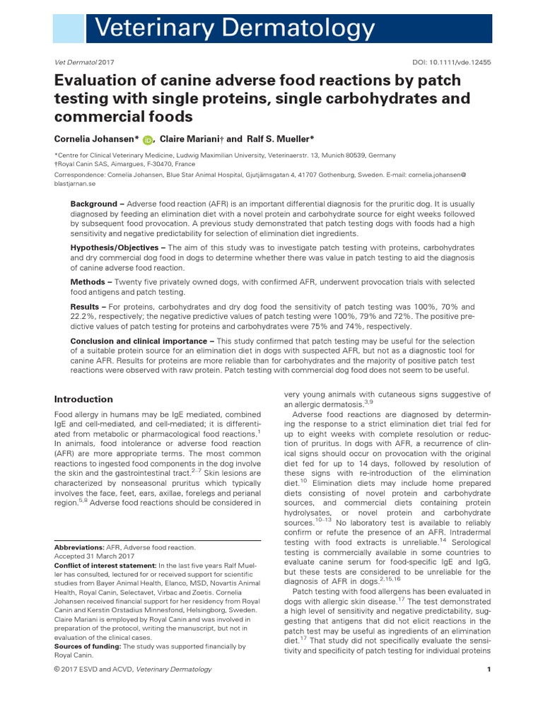 Canine Food Reaction Patch Testing | PDF | Allergy | Sensitivity And ... - Canine Stomach And Fruit Sensitivity