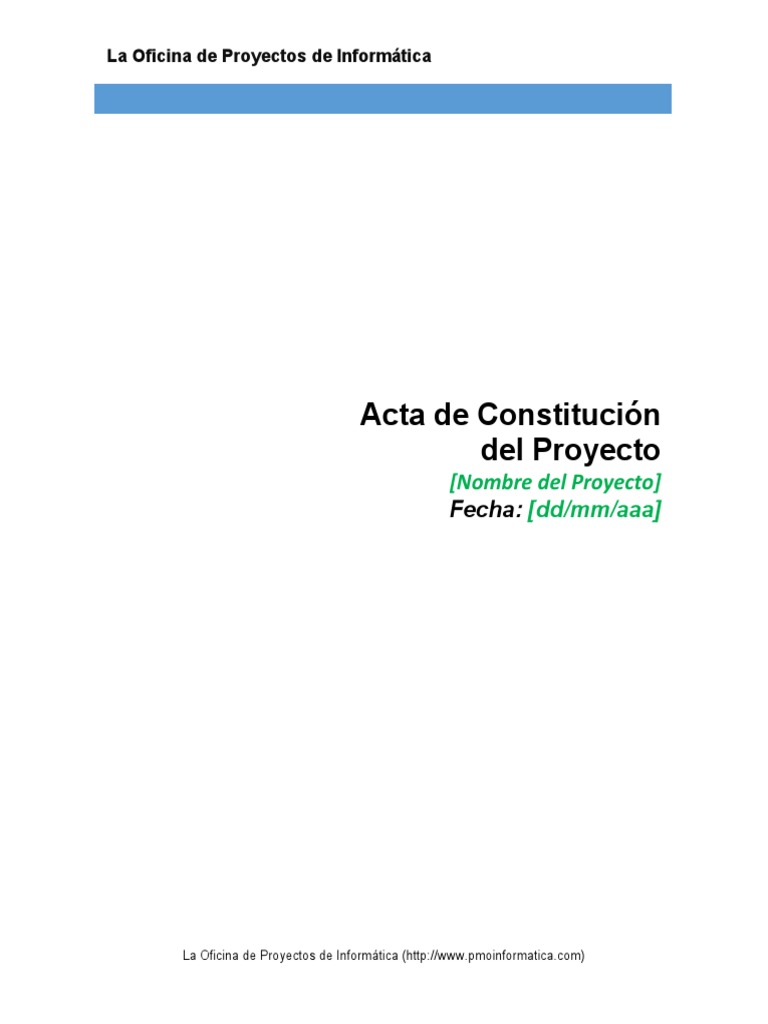 PMOInformatica Plantilla Acta de Constitución Del Proyecto | PDF