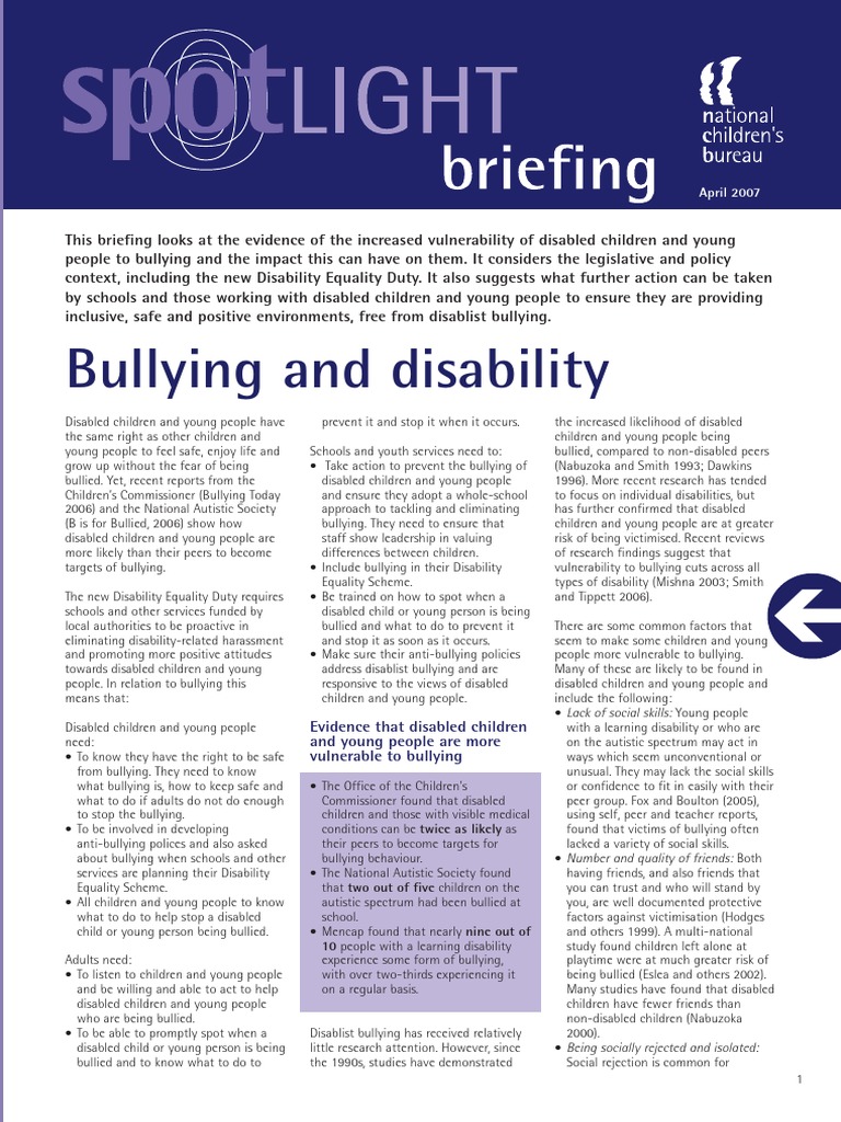 Bullying and Disability | PDF