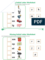 Missing Initial Letter Differentiated Worksheets