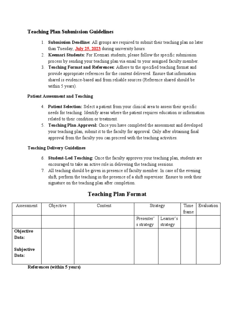 Teaching Plan Format PDF
