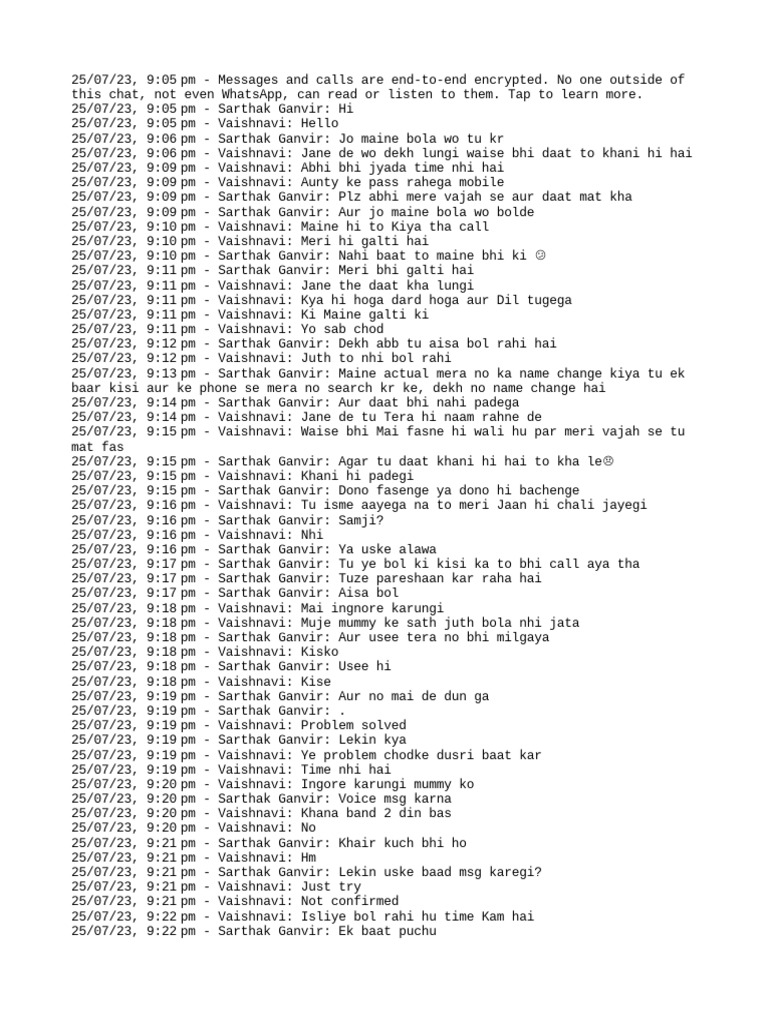 WhatsApp Chat: Sarthak & Vaishnavi | PDF