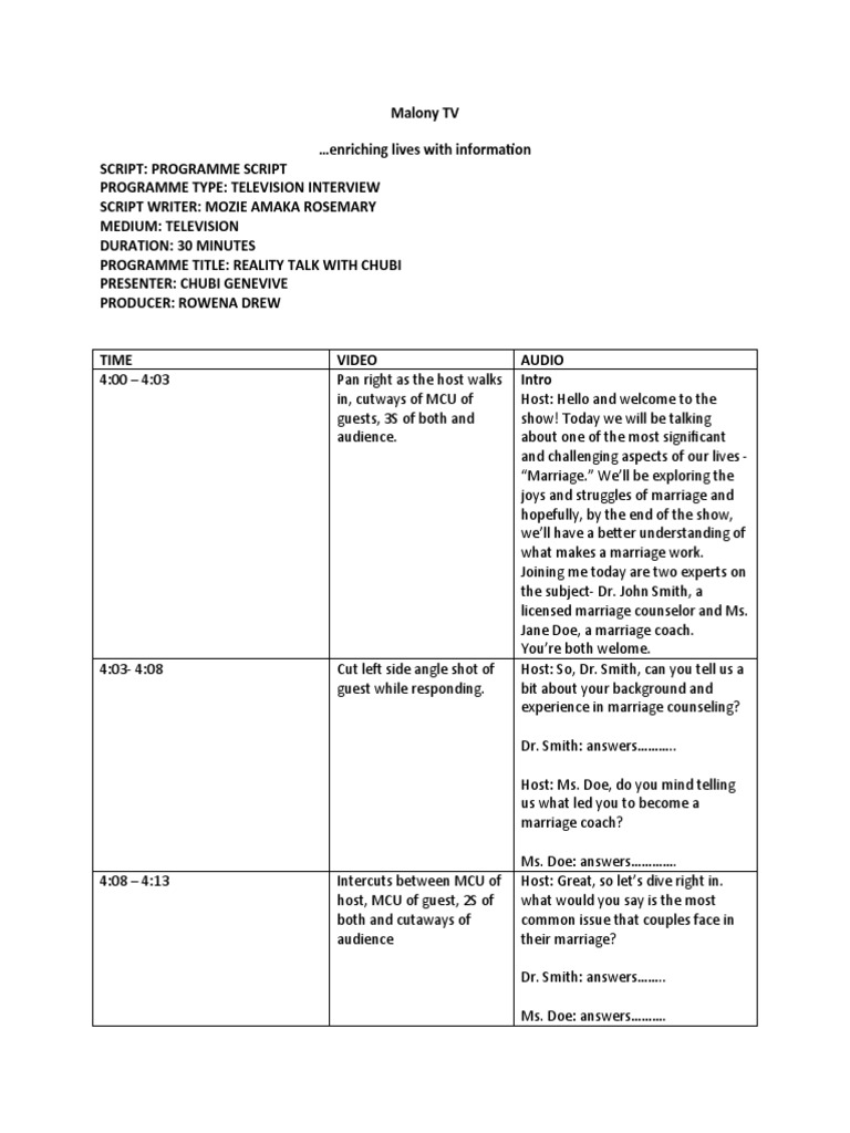Amaka's TV Script | PDF | Language Arts & Discipline