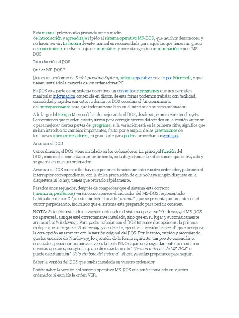 Ms Dos | PDF | Dos | Archivo de computadora
