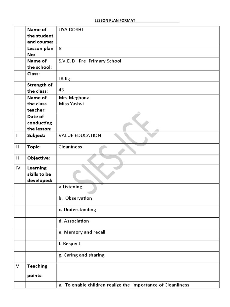 Lesson Plan 7 VALUE EDUCATION | PDF | Career & Growth