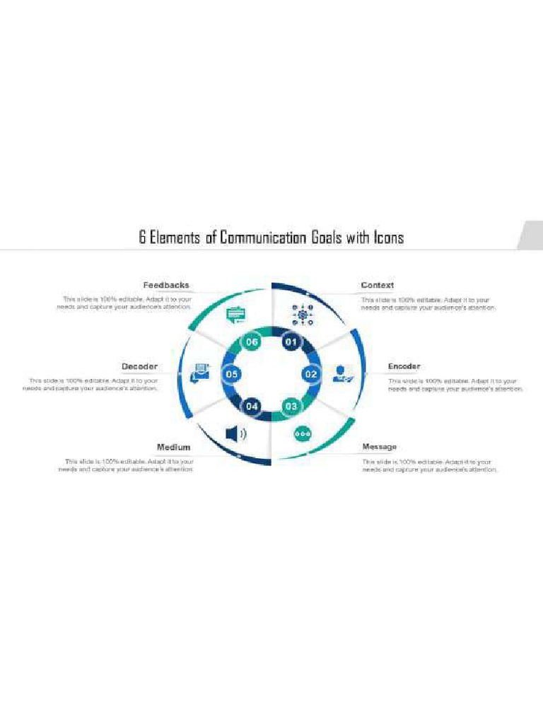 6 elements of communication goals with icons ppt powerpoint