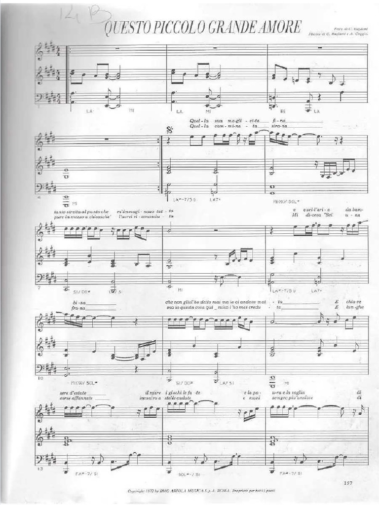 Baglioni Questo Piccolo Grande Amore PDF