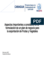 Aspectos Importantes A Considerar en La Formulación de Un Plan de Negocio para La Exportación de Frutas y Vegetales