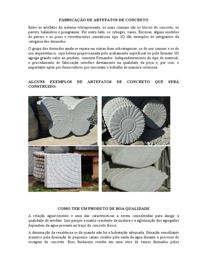 Fabricação de Artefatos de Concreto | PDF