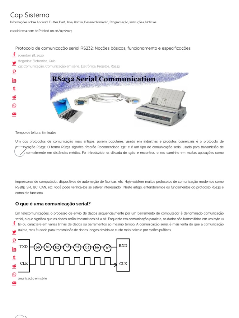 Protocolo de Comunicação Serial RS232 | PDF | Engenharia Elétrica ...