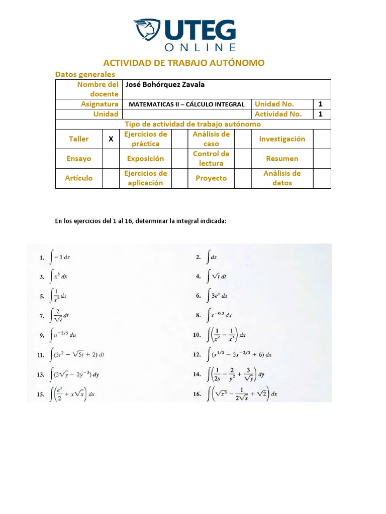 Taller Matematicas Ii | PDF