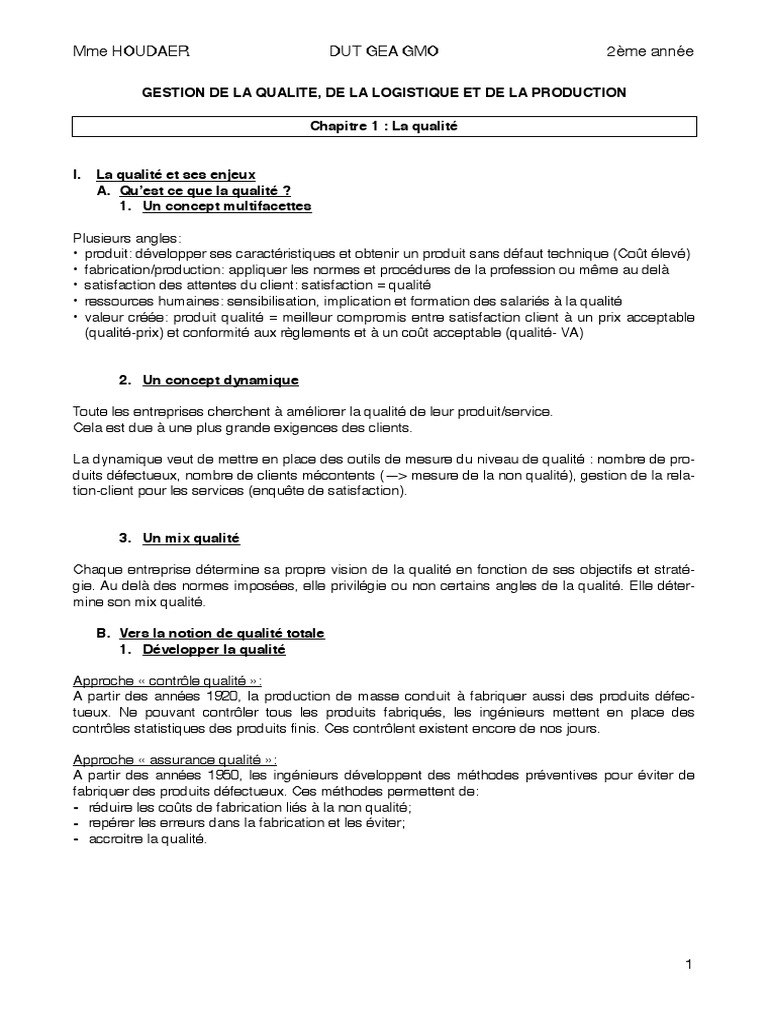 Gestion de la qualité en entreprise | PDF | Responsabilité sociétale ...