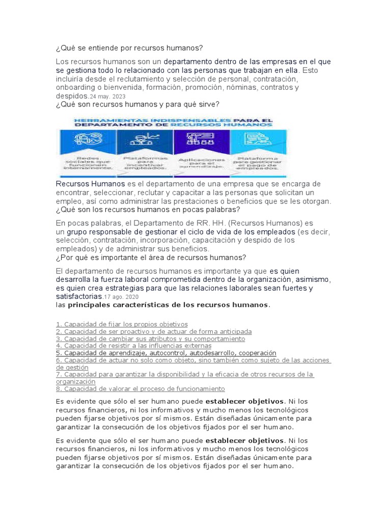 Qué Se Entiende Por Recursos Humanos | PDF | Gestión de recursos