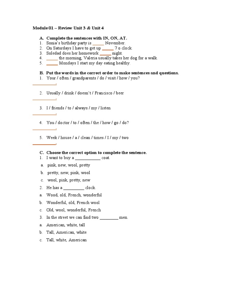 Review Unit 3 Unit 4 | PDF