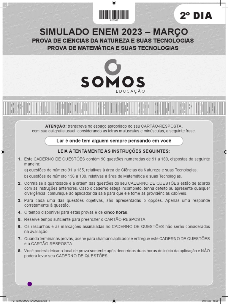 1º Somos 2023 - Dia 2 Prova | PDF