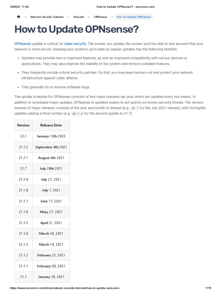 OPNsense How to Update | PDF
