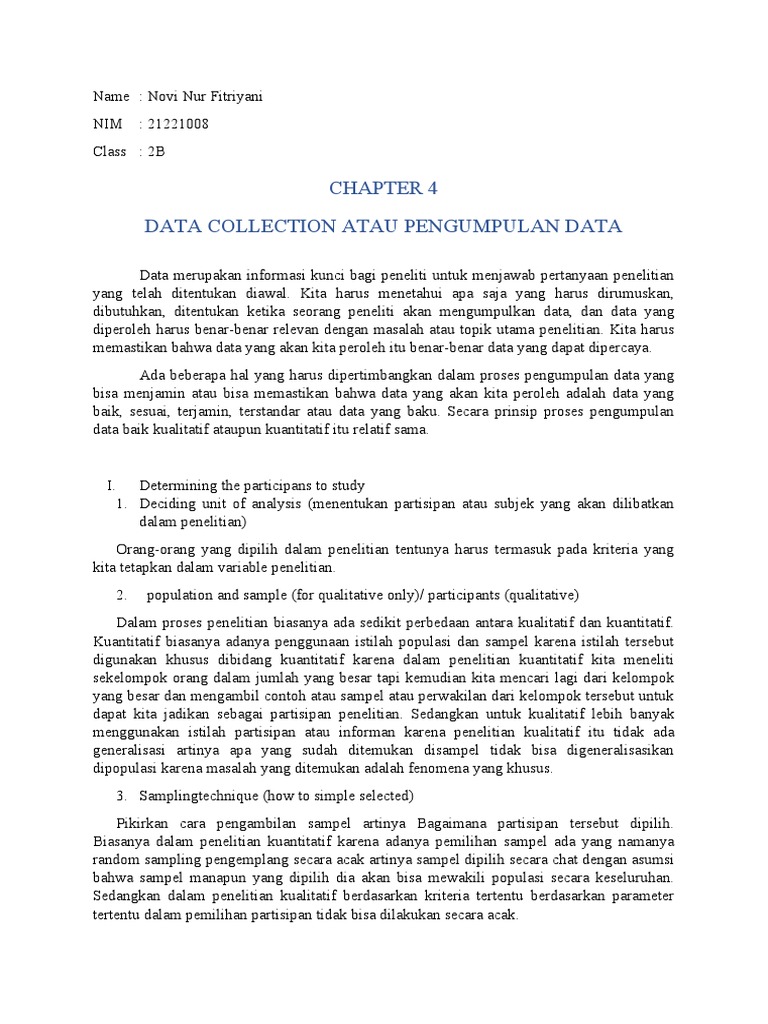 Chapter 4 Data Collection | PDF