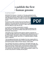 April 1, 2022 Scientists Publish The First Complete Human Genome