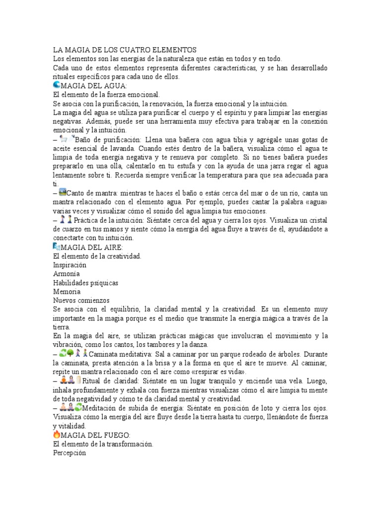Magia de los Cuatro Elementos | PDF | Agua | Incendios