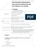 Examen - (ACDB2-15%) (SUP1) Actividad Suplementaria - Responda Preguntas Sobre El Proyecto de Vida Hacia Una Formación Integral y Con Sentido