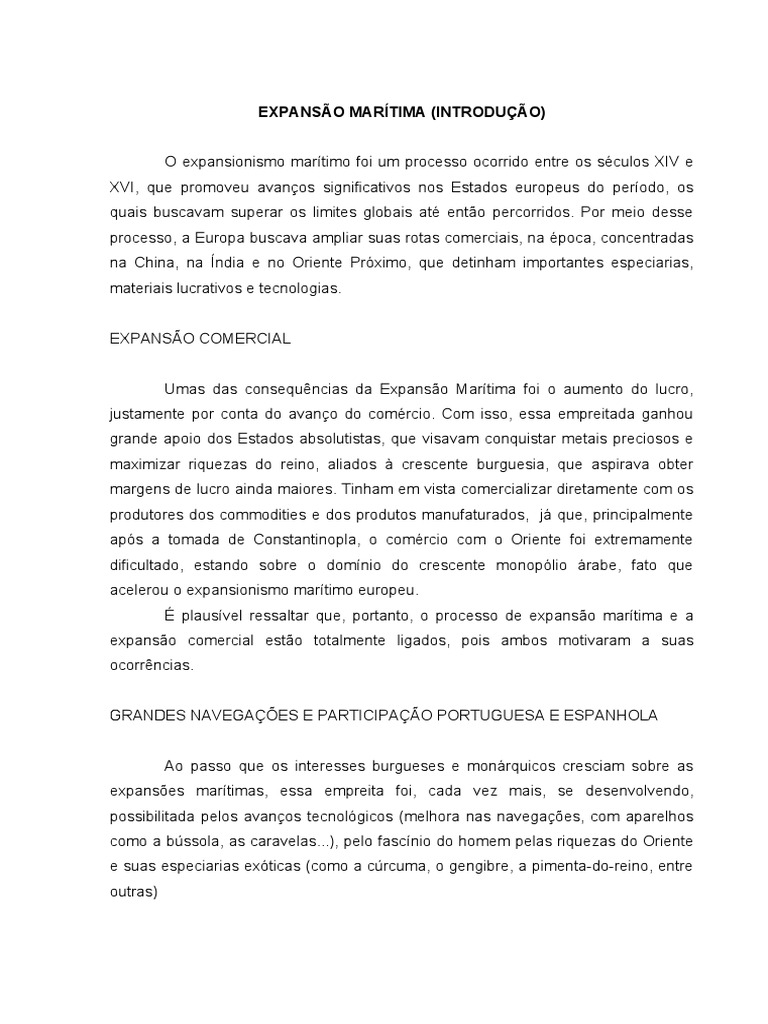 Expansão Marítima Europeia: Contexto e Impactos | PDF | Turismo