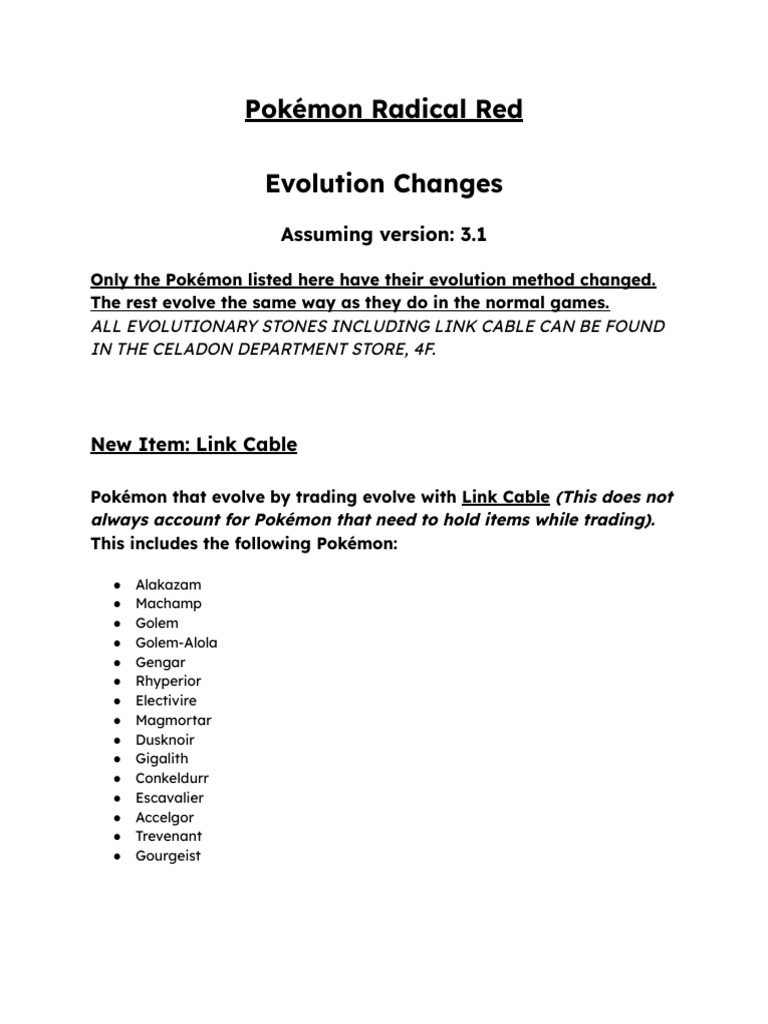 Evolution Changes v3.1 Radical Red PDF Nintendo Mythopoeia