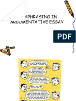 Paraphrasing in Argumentative Essay