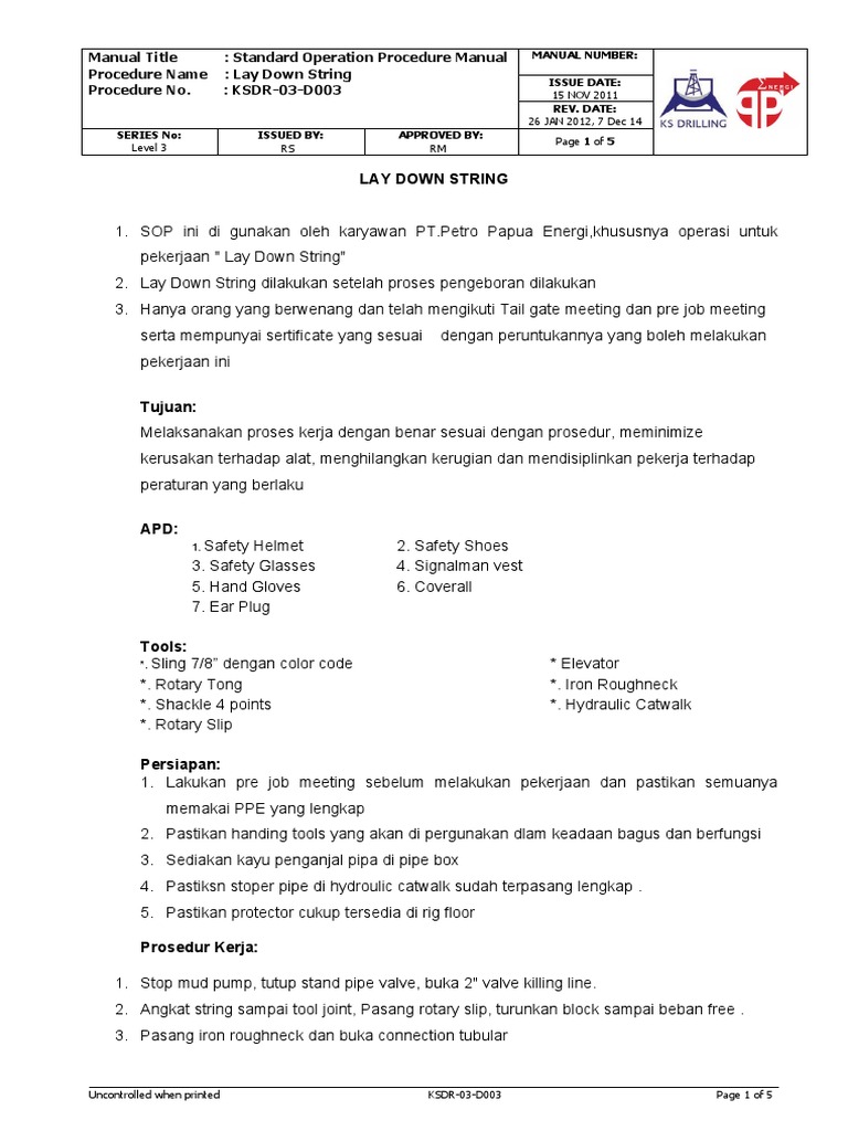 D003-QSOP - Lay DOWN STRING (DRL) | PDF