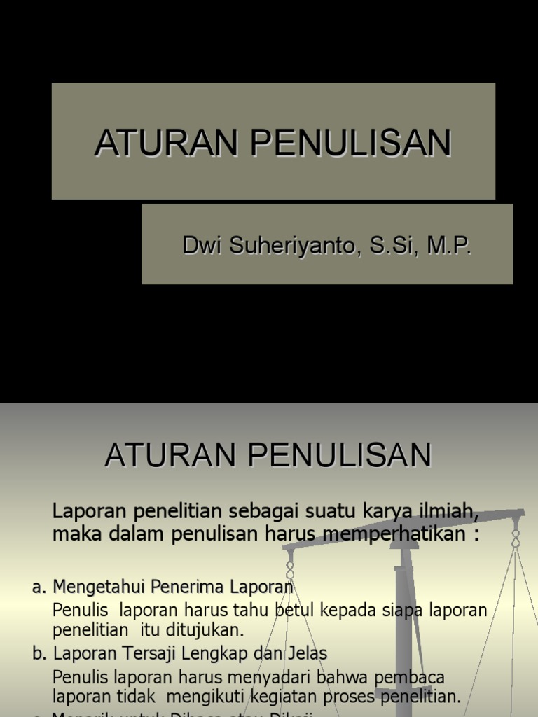 Aturan Penulisan Laporan Penelitian | PDF | Griya & Taman