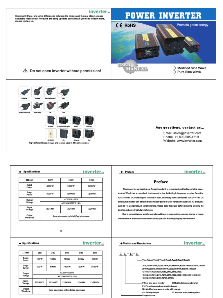 Power Inverter User Manual | PDF | Power Inverter | Direct Current