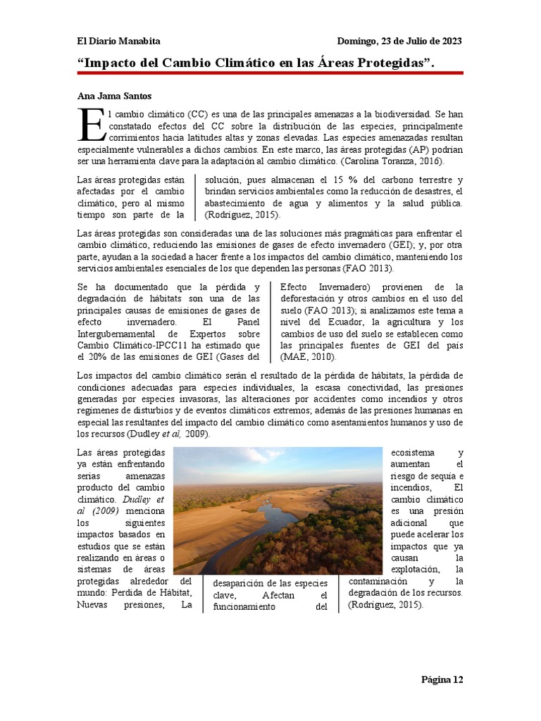 Impacto Del Cambio Climático en Las Áreas Protegidas | PDF | Gases de ...