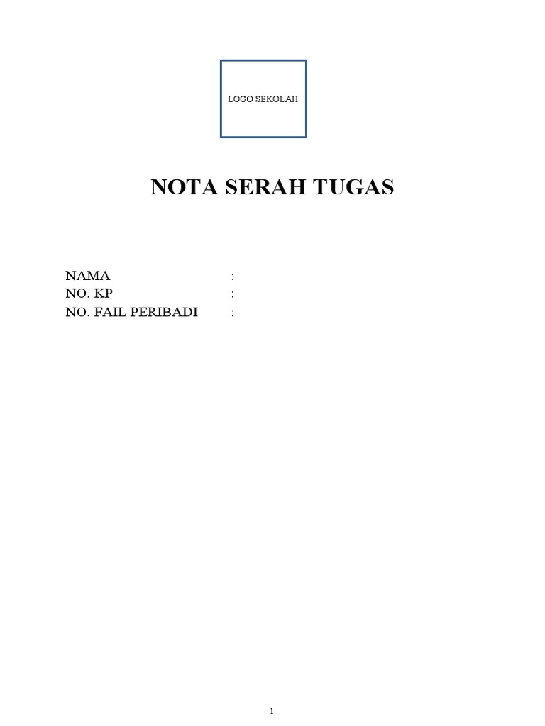 CTH Nota Serah Tugas | PDF