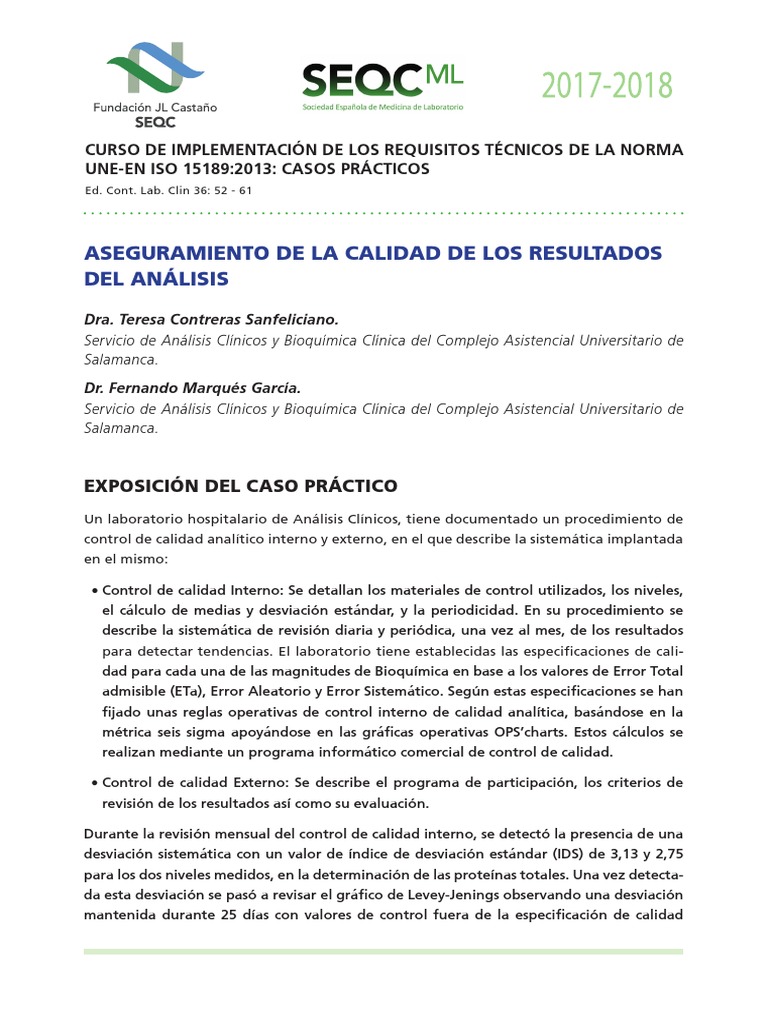 Aseguramiento de La Calidad de Los Resultados Del Analisis | PDF