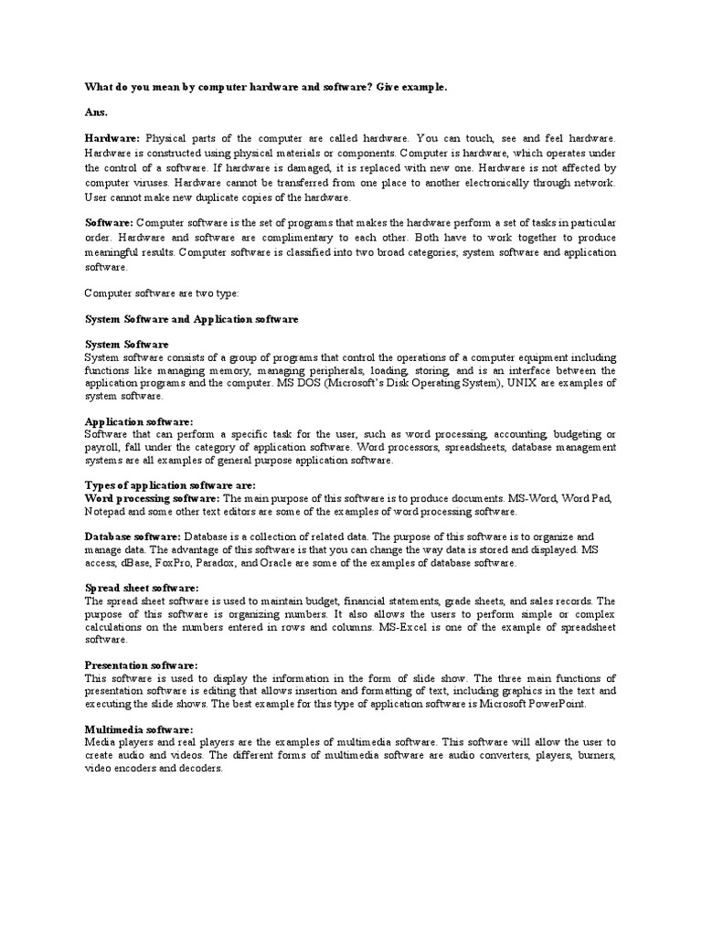 SW HW Data Types | PDF | Software | Computer Hardware