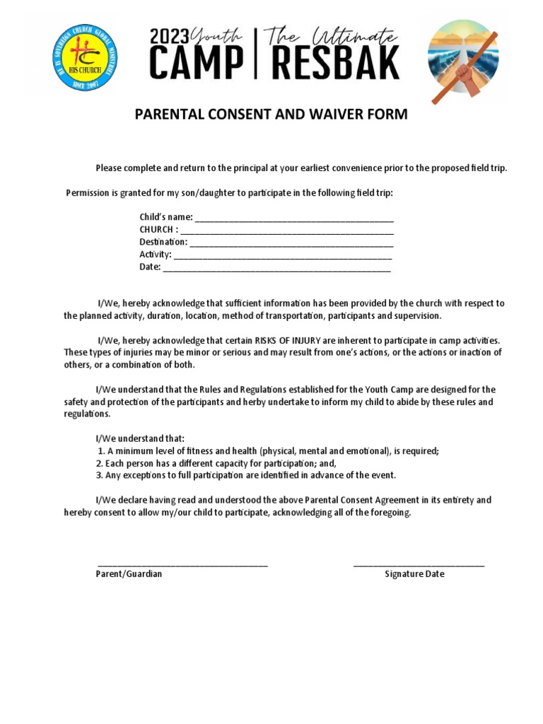 Youth Camp Parental Consent Form | PDF