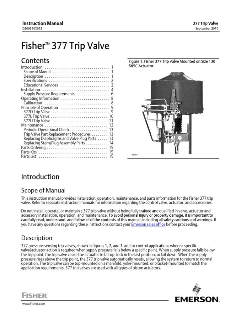 Instruction Manual Fisher 377 Trip Valve en 125040 | PDF | Valve | Actuator