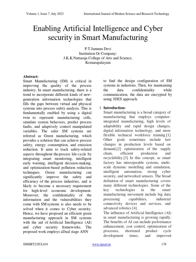 AI & Cybersecurity in Smart Manufacturing | PDF | Artificial ...