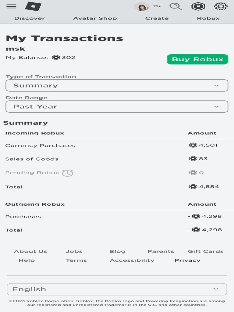 My Transactions - Roblox | PDF
