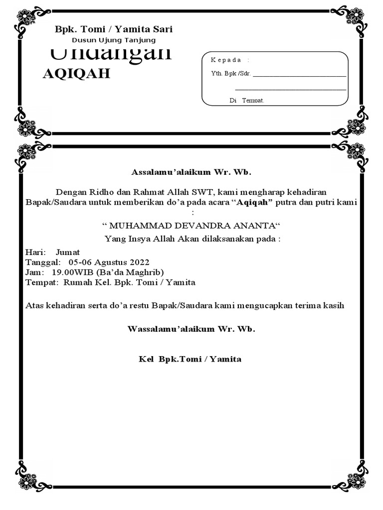 Undangan aqiqah | PDF