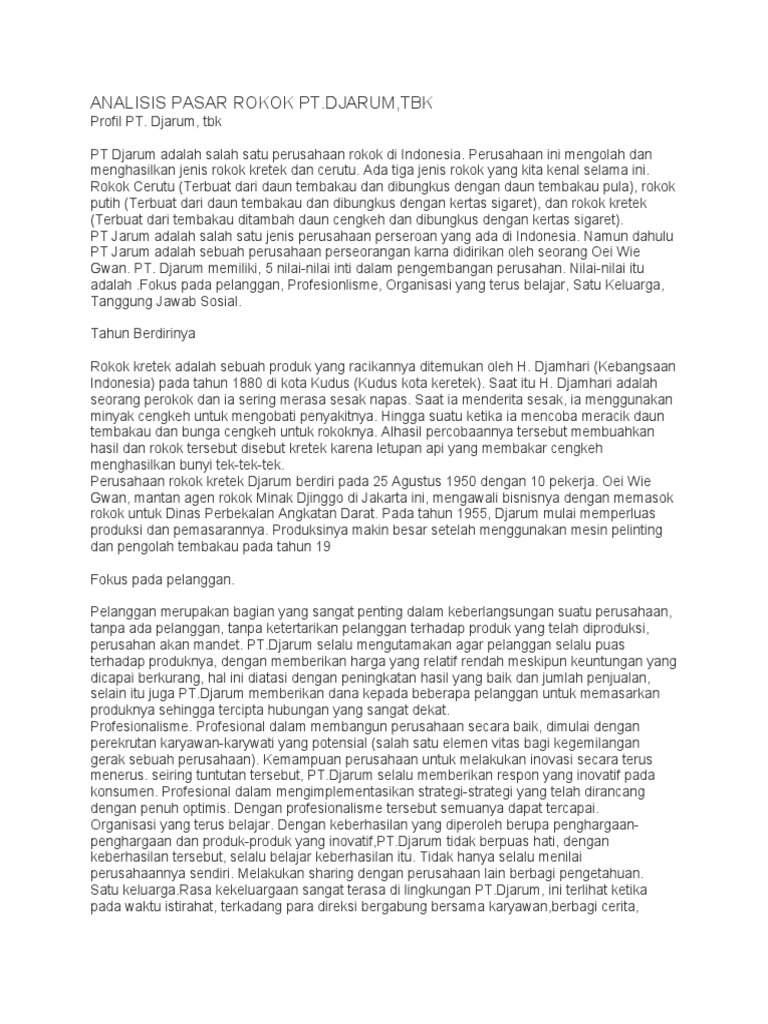 ANALISIS PASAR ROKOK PT | PDF