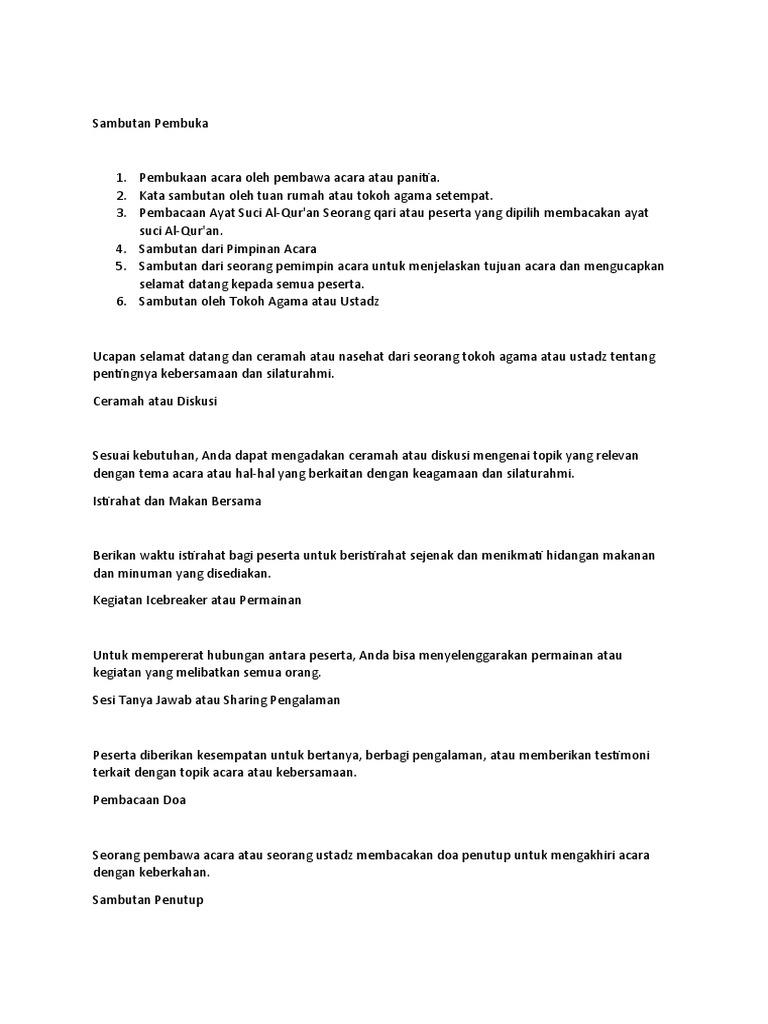 Contoh Sambutan Pembawa Acara Kegiatan Event | PDF