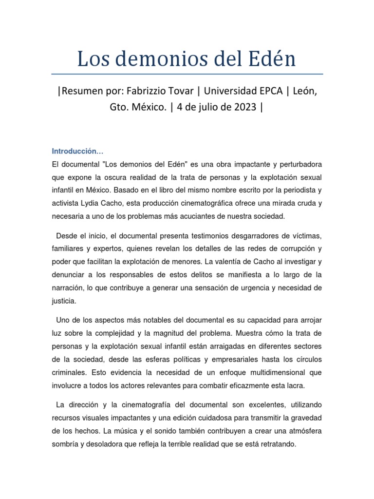 Los Demonios Del Edén | PDF | Trata de personas