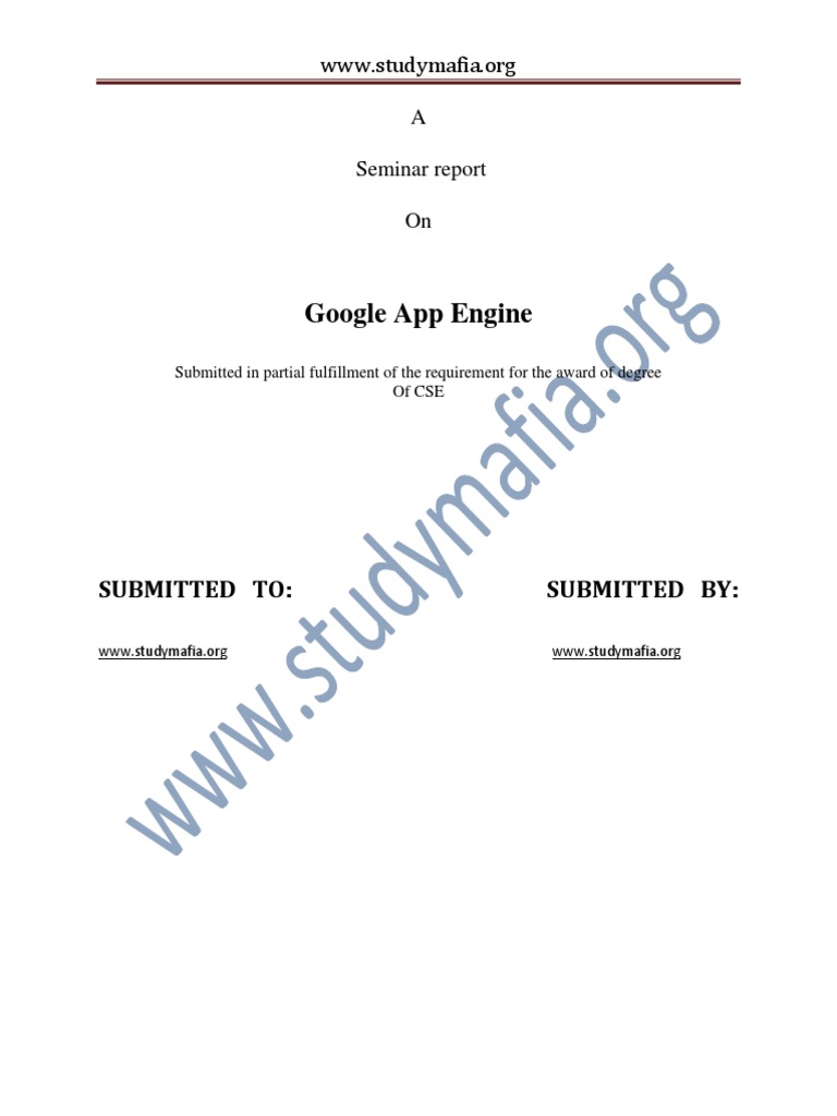 Google App Engine Seminar Report | PDF | Java (Programming Language ...