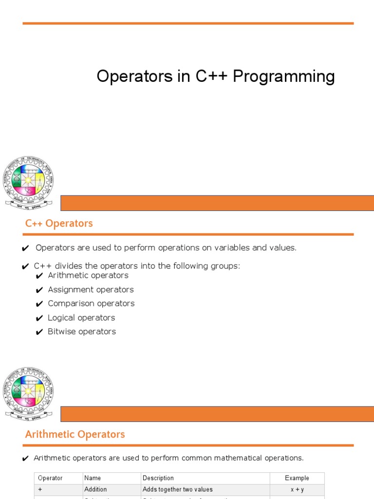 03-Operators in C++,control Statement, Loops | PDF | Arithmetic ...