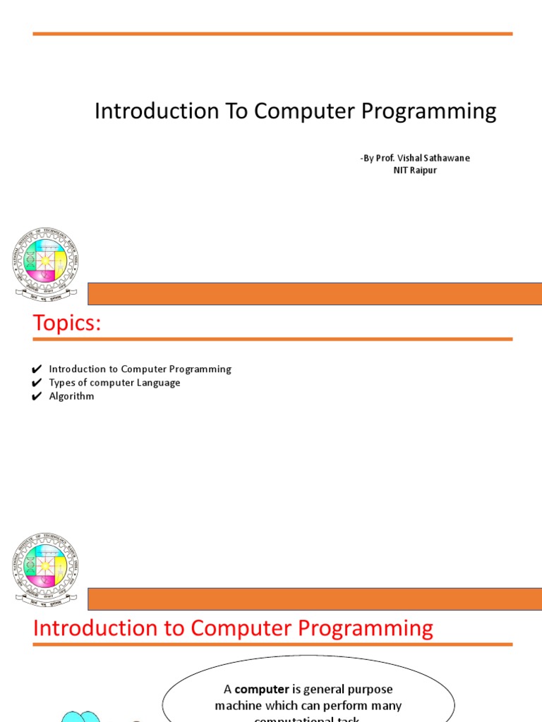 01-Introduction To Computer Programming | PDF