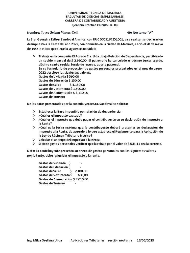 Cálculo de Impuesto a la Renta 2022 | PDF