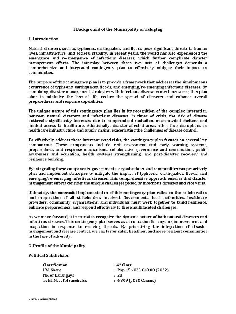 Talugtug Disaster Management Plan | PDF | Emergency Management ...