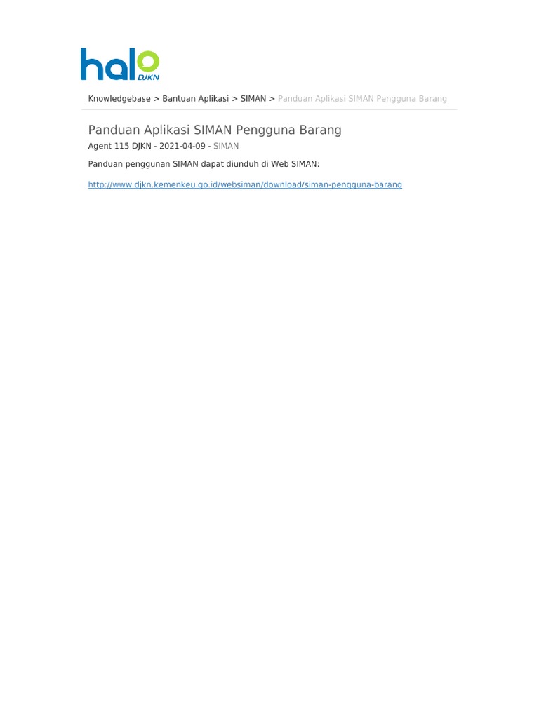 Panduan Aplikasi SIMAN Pengguna Barang 1 | PDF | Komputer | Teknologi ...
